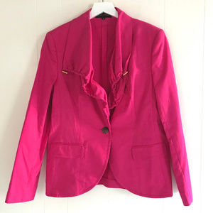 ESCADA Pink Drawstring Collar Cotton Canvas Blazer